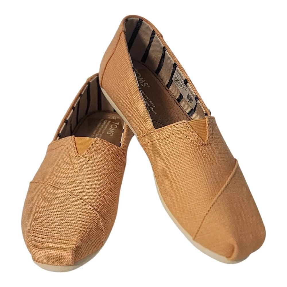 TOMS Canvas Slip-On Shoes Women Sz 7 Beige Alpargata Flats Cushioned Casual NEW